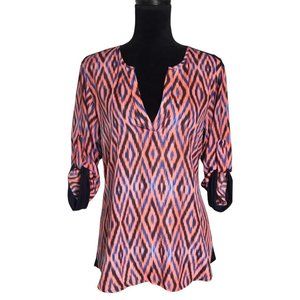 Collective Concepts Print Tunic in Pink/Blue  - Size Small